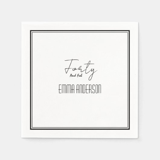 モダン黒カミニマルスタマイズ文字白 スタンダードカクテルナプキン (正面)