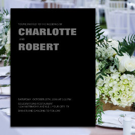 モダン黒グレ結婚イ 招待状