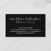 モダン黒シックファッションスタイルリストスクリプト署名 名刺 (裏面)