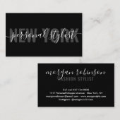モダン黒シックファッションスタイルリストスクリプト署名 名刺 (正面/裏面)