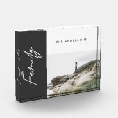 モダン黒シンプルミニマル写真家族ギフト フォトブロック (左)