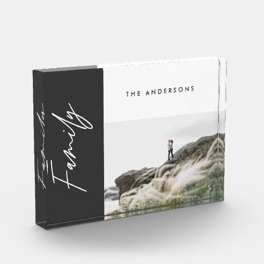 モダン黒シンプルミニマル写真家族ギフト フォトブロック (左)