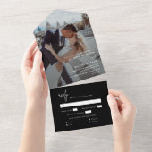 モダン黒シンプル結婚の写真 オールインワン招待状 (貼ってはがせる)