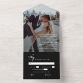 モダン黒シンプル結婚の写真 オールインワン招待状 (内側)