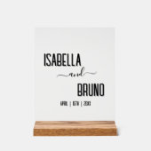 モダン黒スタイリッシュパーソナライズされた文字結婚ズ アクリルサイン (正面)