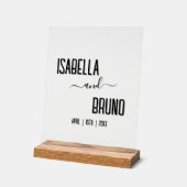 モダン黒スタイリッシュパーソナライズされた文字結婚ズ アクリルサイン (傾斜)