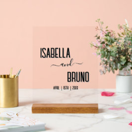 モダン黒スタイリッシュパーソナライズされた文字結婚ズ アクリルサイン