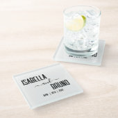 モダン黒スタイリッシュパーソナライズされた文字結婚ズ ガラスコースター (アングル)