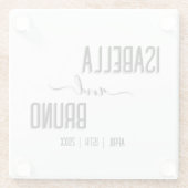 モダン黒スタイリッシュパーソナライズされた文字結婚ズ ガラスコースター (裏面)