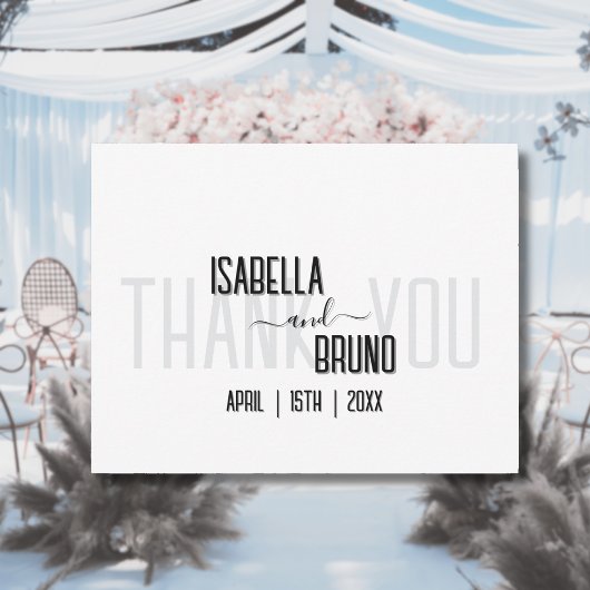 モダン黒スタイリッシュパーソナライズされた文字結婚ズ サンキューカード