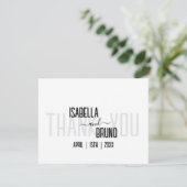 モダン黒スタイリッシュパーソナライズされた文字結婚ズ サンキューカード (スタンド正面)