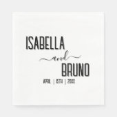 モダン黒スタイリッシュパーソナライズされた文字結婚ズ スタンダードランチョンナプキン (正面)