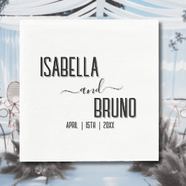 モダン黒スタイリッシュパーソナライズされた文字結婚ズ スタンダードランチョンナプキン