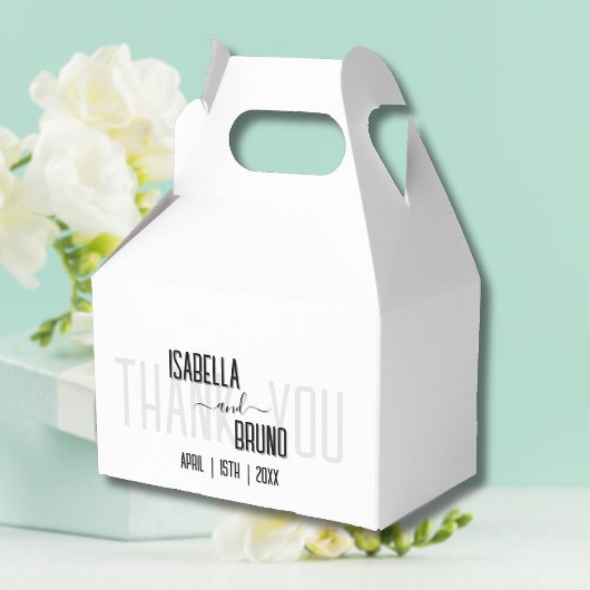 モダン黒スタイリッシュパーソナライズされた文字結婚ズ フェイバーボックス