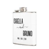 モダン黒スタイリッシュパーソナライズされた文字結婚ズ フラスク (左)