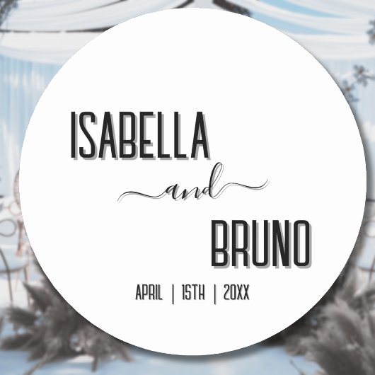 モダン黒スタイリッシュパーソナライズされた文字結婚ズ ラウンドシール