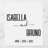 モダン黒スタイリッシュパーソナライズされた文字結婚ズ ワインラベル (シングルラベル)