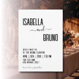 モダン黒スタイリッシュパーソナライズされた文字結婚ズ 招待状