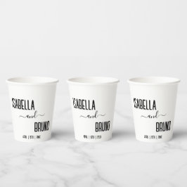 モダン黒スタイリッシュパーソナライズされた文字結婚ズ 紙コップ