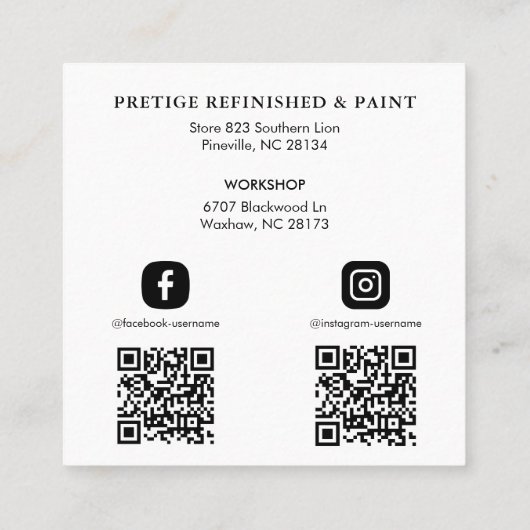 モダン黒スタイリッシュプロフェッショナル スクエア名刺 (裏面)