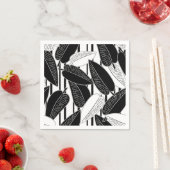 モダン黒ストライプのフィッ葉クスプリントp スタンダードカクテルナプキン (インサイチュ)