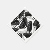 モダン黒ストライプのフィッ葉クスプリントp スタンダードカクテルナプキン (角)