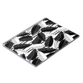 モダン黒ストライプのフィッ葉クスプリントp ノートブック (左側)