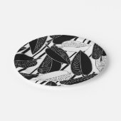 モダン黒ストライプのフィッ葉クスプリントp ペーパープレート (アングル)