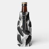 モダン黒ストライプのフィッ葉クスプリントp ボトルクーラー (ボトル裏面)