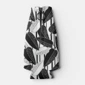 モダン黒ストライプのフィッ葉クスプリントp ボトルクーラー (裏面)