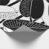 モダン黒ストライプのフィッ葉クスプリントp ラッピングペーパー (角)