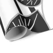 モダン黒ストライプのフィッ葉クスプリントp ラッピングペーパー (ロールコーナー)