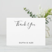 モダン黒パーソナライズされた結婚文字 サンキューカード (スタンド正面)