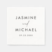 モダン黒パーソナライズされた結婚文字 スタンダードカクテルナプキン (正面)