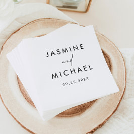 モダン黒パーソナライズされた結婚文字 スタンダードカクテルナプキン