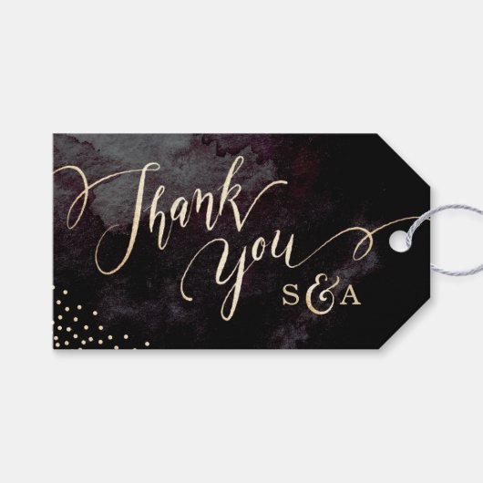 モダン黒フェイク金ゴールド感謝していK ギフトタグ (正面(横))