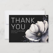 モダン黒フローラ結婚ズ サンキューカード (正面)