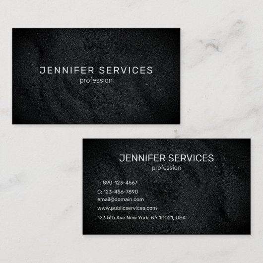 モダン黒ミニマル砂テクスチシンプルャ 名刺 (正面/裏面)