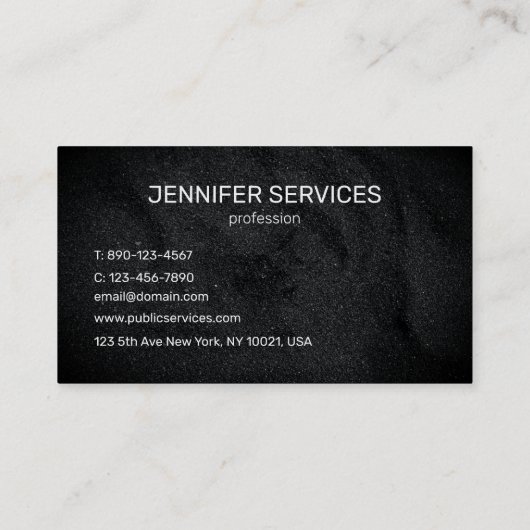 モダン黒ミニマル砂テクスチシンプルャ 名刺 (裏面)