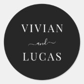 モダン黒ミニマル結婚封筒用シール ラウンドシール (正面)