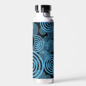 モダン黒モノグラムのトレンディーの青い円 ウォーターボトル (左面)