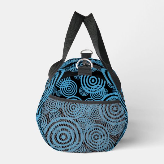 モダン黒モノグラムのトレンディーの青い円 ダッフルバッグ (右)