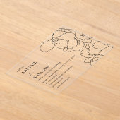 モダン黒図解入りの、写真付きのフローラ結婚 アクリル招待状 (レイダウン)