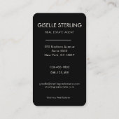 モダン黒実在地代理の写真 名刺 (裏面)