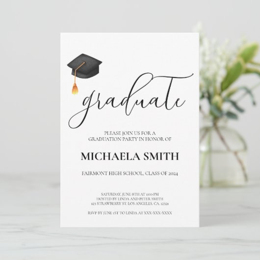 モダン黒帽高校卒業パーティー 招待状 (スタンド正面)