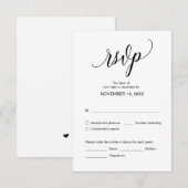 モダン黒書記のディナ結婚ーRSVP エンクロージャーカード (正面/裏面)