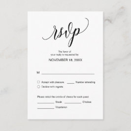 モダン黒書記のディナ結婚ーRSVP エンクロージャーカード
