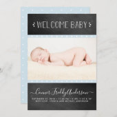 モダン黒板の誕生のお知らせ 案内状 (正面/裏面)