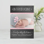 モダン黒板の誕生のお知らせ 案内状 (スタンド正面)