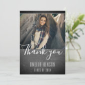 モダン黒板卒業写真卒業 サンキューカード (スタンド正面)